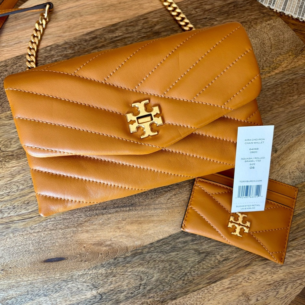 Tory Burch Kira Chevron Chain Wallet Quilted Crossbody Bag NWT
